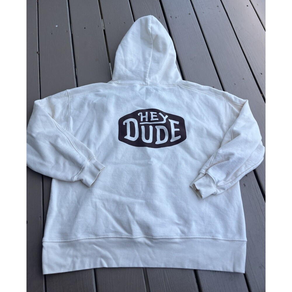 HEY DUDE Men's Fleece Hoodie Spelled Out Logo Pullover Sweatshirt Size 2XL